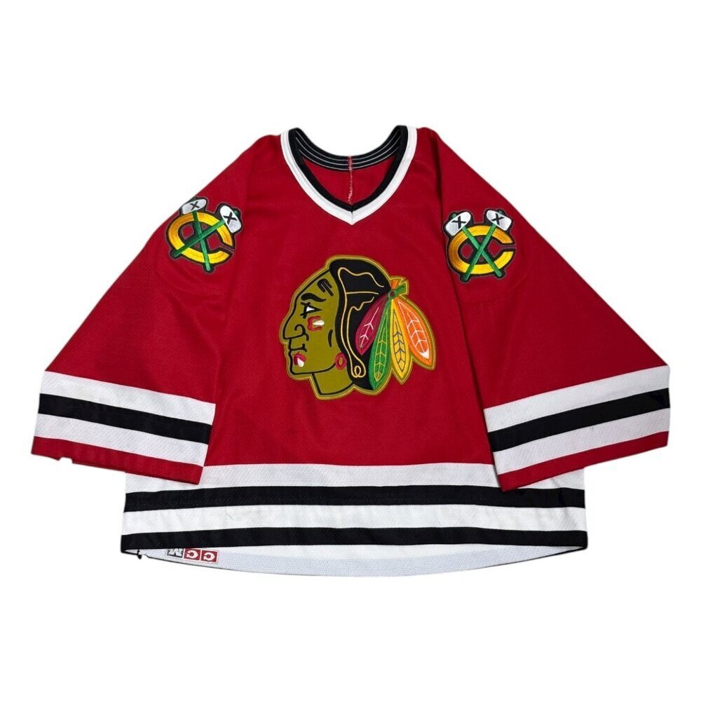 CHICAGO BLACKHAWKS Short Sleeve CROPPED Vintage 90s NHL Hockey Jersey Womens XL
